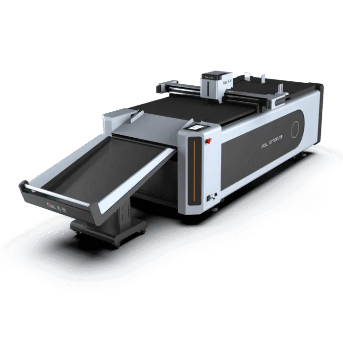 Front angle of the AOL 1070PAS digital cutting plotter and sloping output tray