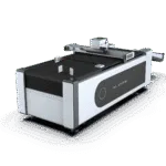 Angled view of the AOL 1070PAS digital cutting plotter with flat cutting bed
