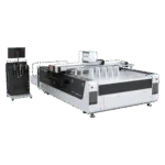 AOL 1612PLUS cutting plotter with separate control console beside the cutting bed
