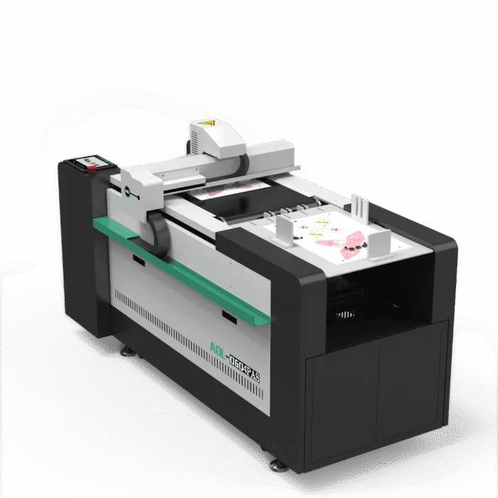 Angled view of the AOL 6040PAS cutting plotter with black and white housing