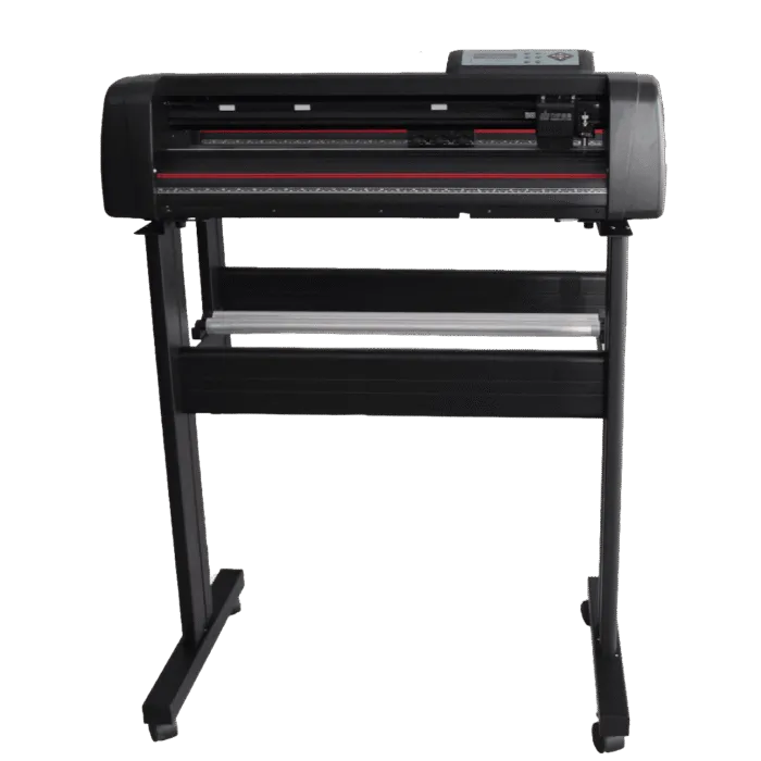 Angled view of the Liyu DF Series vinyl cutting plotter and stand