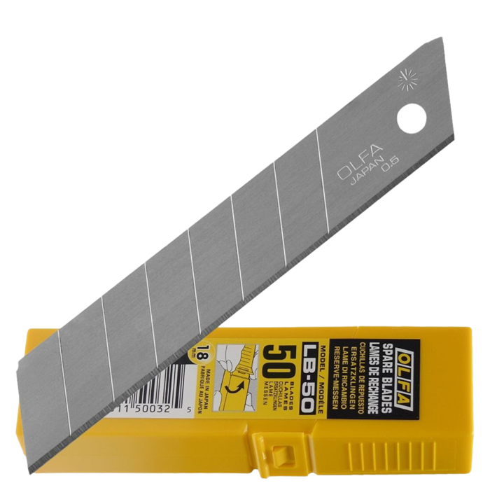 OLFA LB-50 Heavy-Duty Snap-Off Blades – 18 mm, 50 Pack - Image 2
